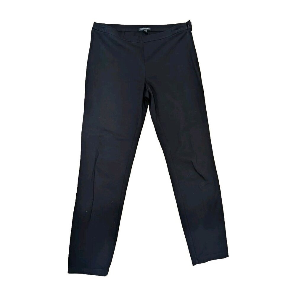 Eileen Fisher Pants 4 Black Tapered Ponte Dress Viscose Blend‎ USA Work Office